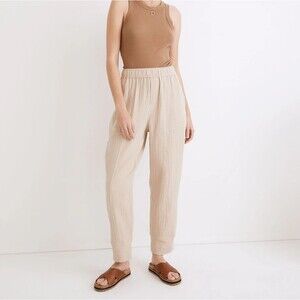Madewell Lightspun Pull-On Balloon Pants Cropped Tan Color Cotton Women Size XS